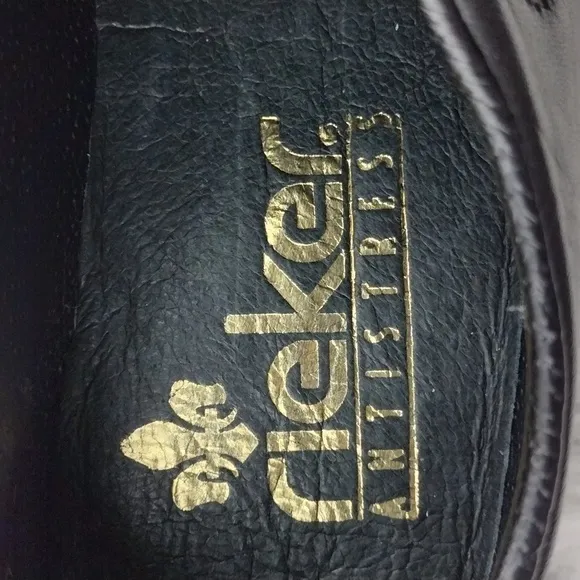Rieker Antistress Celia Black Bronze  Snakeskin Leather Square Toe Loafer Shoe
