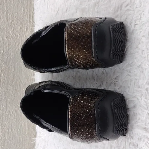 Rieker Antistress Celia Black Bronze  Snakeskin Leather Square Toe Loafer Shoe