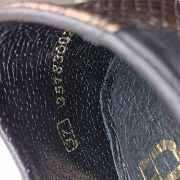 Rieker Antistress Celia Black Bronze  Snakeskin Leather Square Toe Loafer Shoe