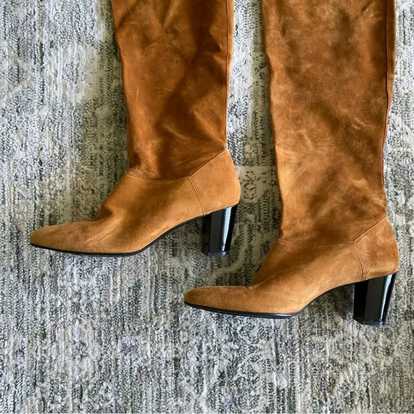 Robert Clergerie Tan Suede Leather Knee High Heel Boots Women’s Size 9
