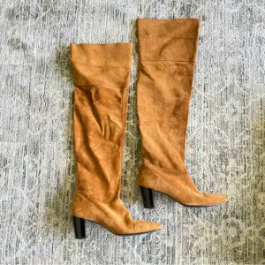 Robert Clergerie Tan Suede Leather Knee High Heel Boots Women’s Size 9