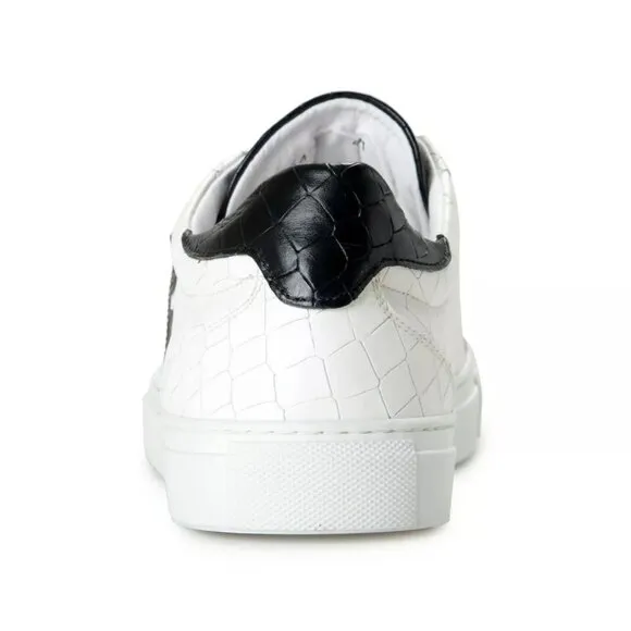 Roberto Cavalli Sneakers Shoes Men's White Textured Leather Logo Print Fashion