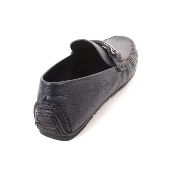 ROBERTO SERPENTINI 54400a Navy Leather Moccasins Loafers Shoes