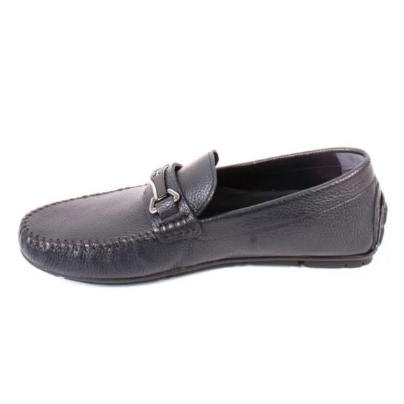 ROBERTO SERPENTINI 54400a Navy Leather Moccasins Loafers Shoes