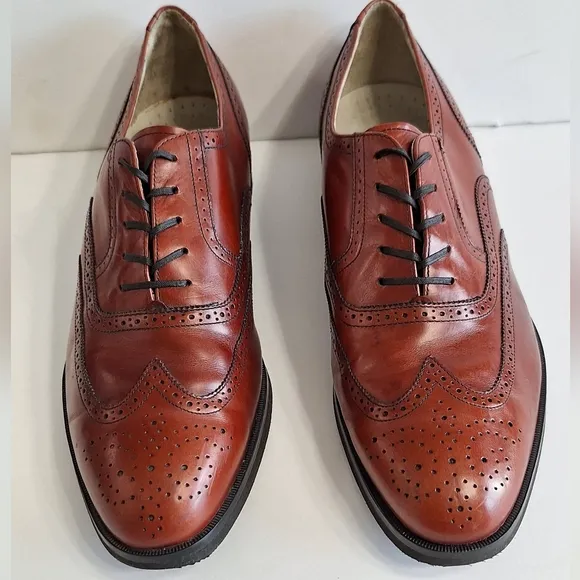 Rockport Brown Leather Wingtip Oxford Shoes with Brogue Detailing Size 13