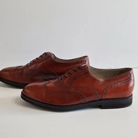 Rockport Brown Leather Wingtip Oxford Shoes with Brogue Detailing Size 13