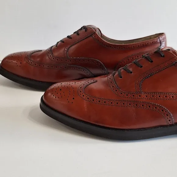 Rockport Brown Leather Wingtip Oxford Shoes with Brogue Detailing Size 13