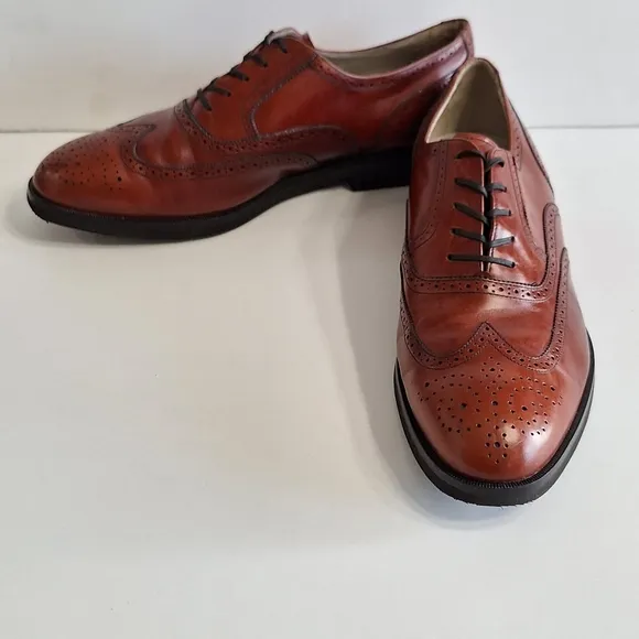 Rockport Brown Leather Wingtip Oxford Shoes with Brogue Detailing Size 13