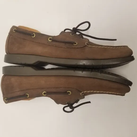 Rockport Mens Sz 13W M5269 Brown Leather Loafers Moccasin Lace Up Deck Dock Boat