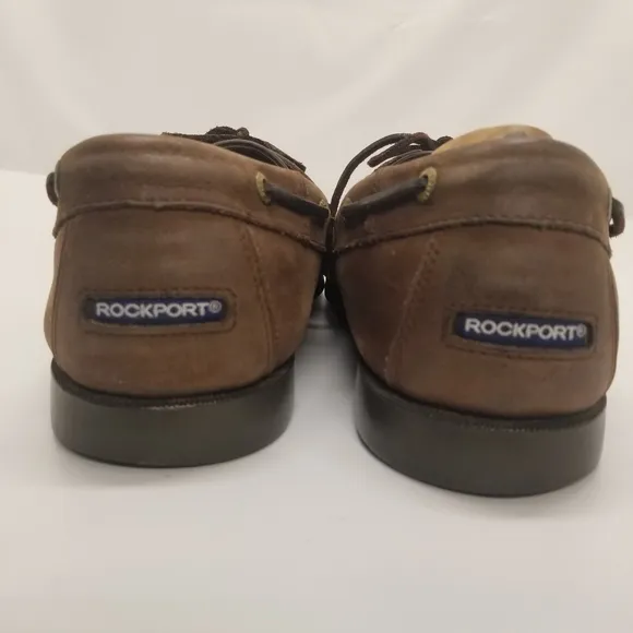 Rockport Mens Sz 13W M5269 Brown Leather Loafers Moccasin Lace Up Deck Dock Boat
