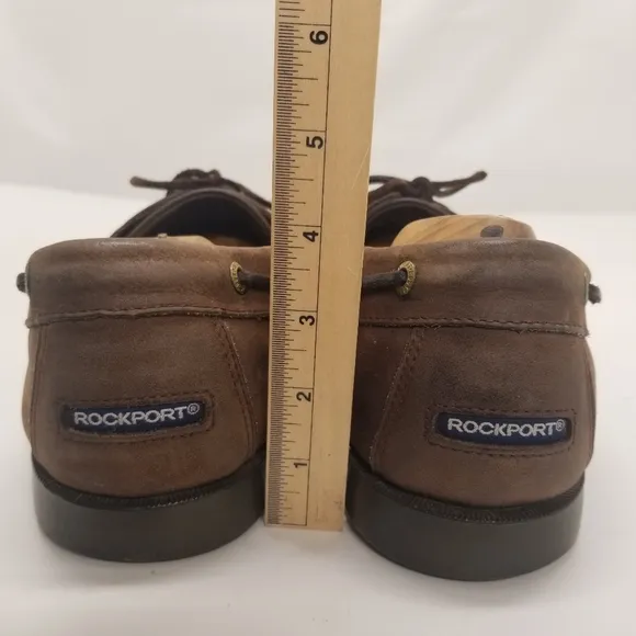 Rockport Mens Sz 13W M5269 Brown Leather Loafers Moccasin Lace Up Deck Dock Boat