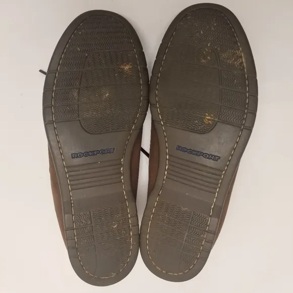 Rockport Mens Sz 13W M5269 Brown Leather Loafers Moccasin Lace Up Deck Dock Boat