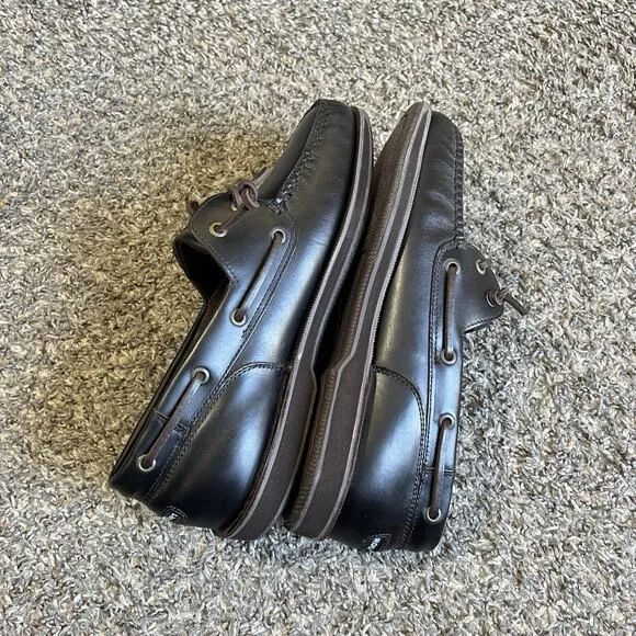 Rockport Perth K54692 Mens Black Leather Loafers Slip On Boat Shoes Size 9 W