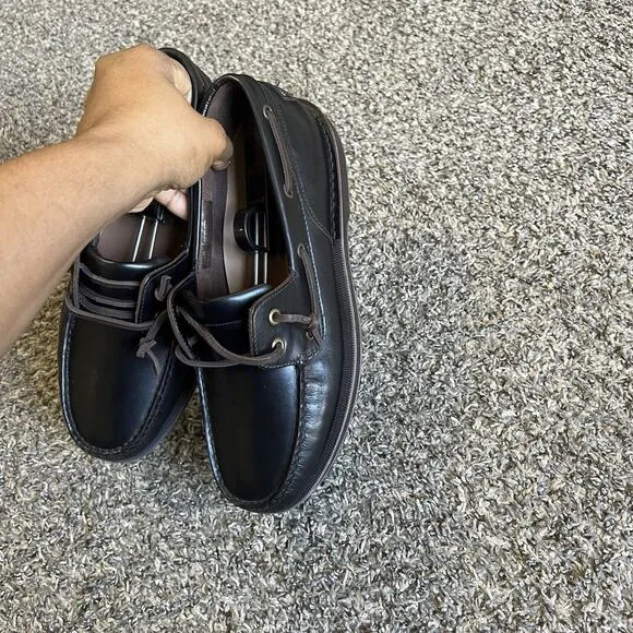 Rockport Perth K54692 Mens Black Leather Loafers Slip On Boat Shoes Size 9 W