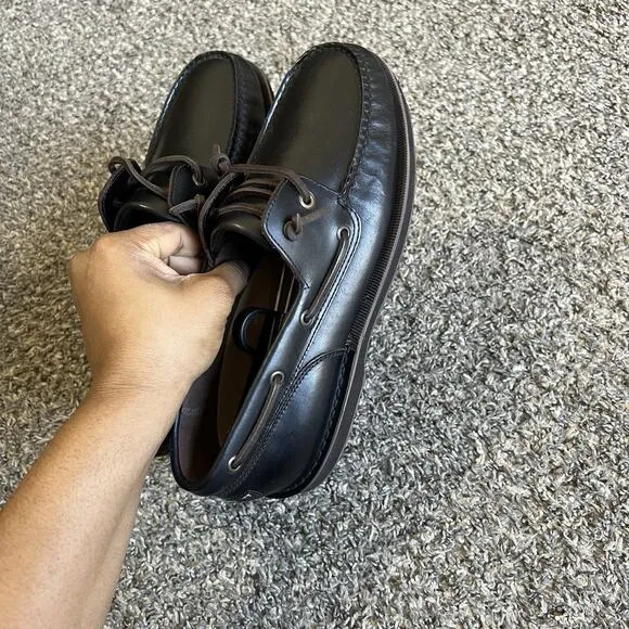 Rockport Perth K54692 Mens Black Leather Loafers Slip On Boat Shoes Size 9 W