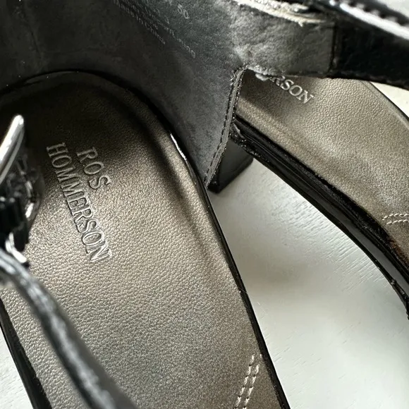 Ros Hommerson Black and Silver T-Strap Heidi Heels  Like New 10.5W