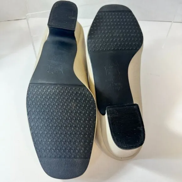 Ros Hommerson Leather Slip On Shoes Womens Beige Leather Mules Size 9.5WW