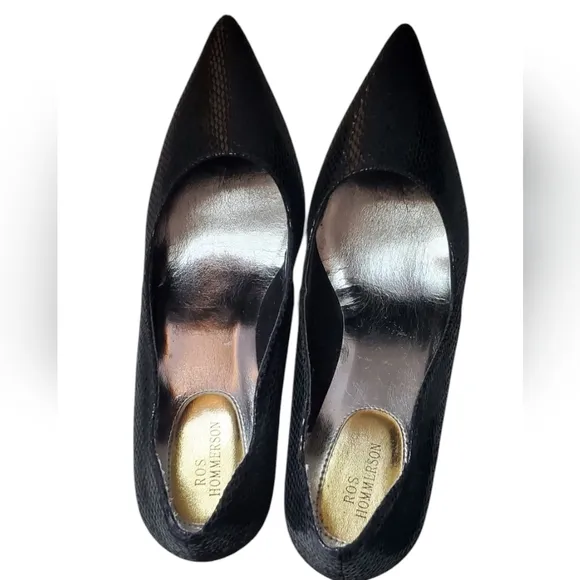 Ros Hommerson Roxy Pump Black Snake Leather Shoes. Size 9.5M.