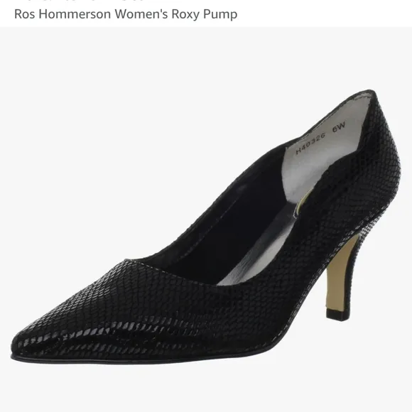 Ros Hommerson Roxy Pump Black Snake Leather Shoes. Size 9.5M.