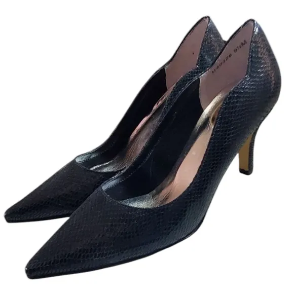 Ros Hommerson Roxy Pump Black Snake Leather Shoes. Size 9.5M.