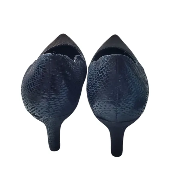Ros Hommerson Roxy Pump Black Snake Leather Shoes. Size 9.5M.
