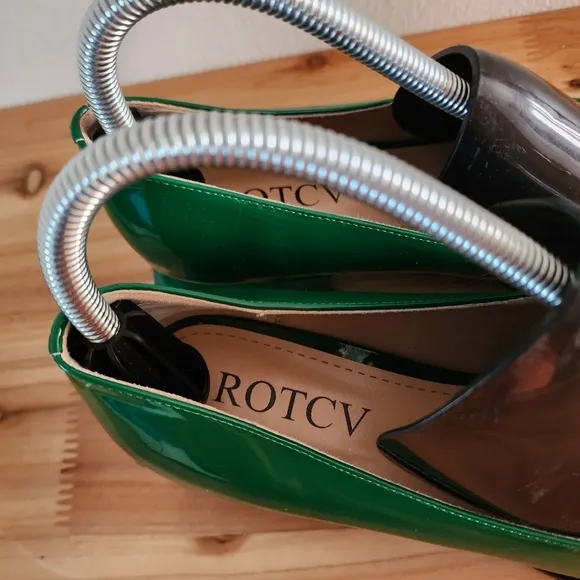 ROTCV Womens Flats Mid Heel Loafers Comfortable Green Leather Sz 7.5