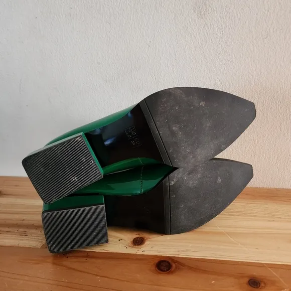 ROTCV Womens Flats Mid Heel Loafers Comfortable Green Leather Sz 7.5