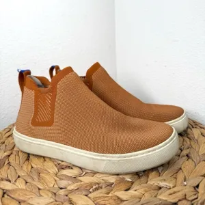 Rothy's Chelsea Boot Sneaker Fawn Amber Brown Shoes camel knit recycled sneakers