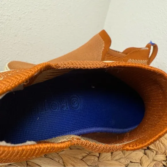 Rothy's Chelsea Boot Sneaker Fawn Amber Brown Shoes camel knit recycled sneakers