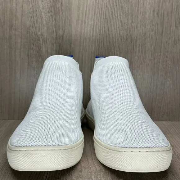 Rothys Chelsea Boots Womens 9.5 Fabric Flat Mid Top Pull On Booties Bright White