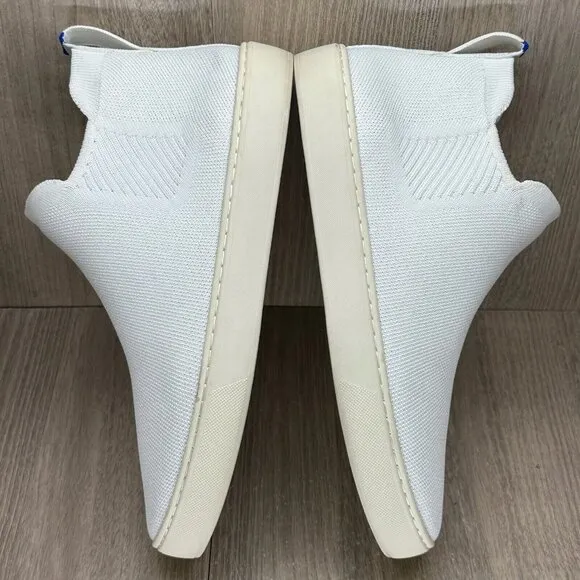 Rothys Chelsea Boots Womens 9.5 Fabric Flat Mid Top Pull On Booties Bright White