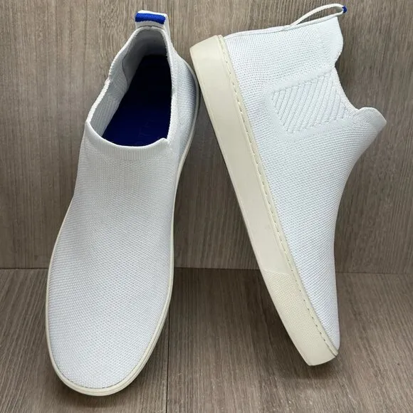 Rothys Chelsea Boots Womens 9.5 Fabric Flat Mid Top Pull On Booties Bright White