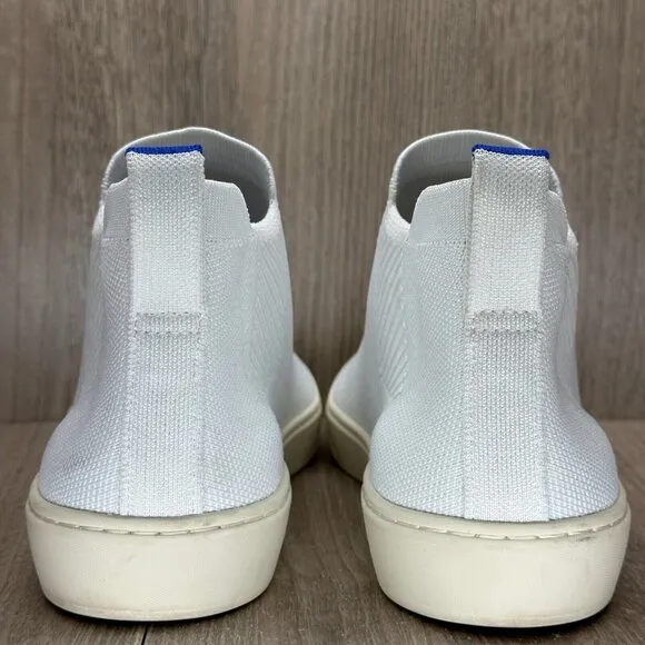 Rothys Chelsea Boots Womens 9.5 Fabric Flat Mid Top Pull On Booties Bright White