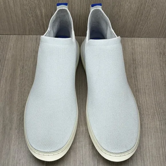Rothys Chelsea Boots Womens 9.5 Fabric Flat Mid Top Pull On Booties Bright White