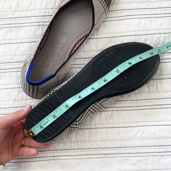 Rothy's Retired The Flat Grey Glen Plaid Round Toe Shoes size 10