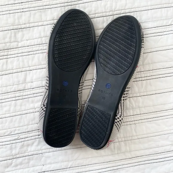 Rothy's Retired The Flat Grey Glen Plaid Round Toe Shoes size 10