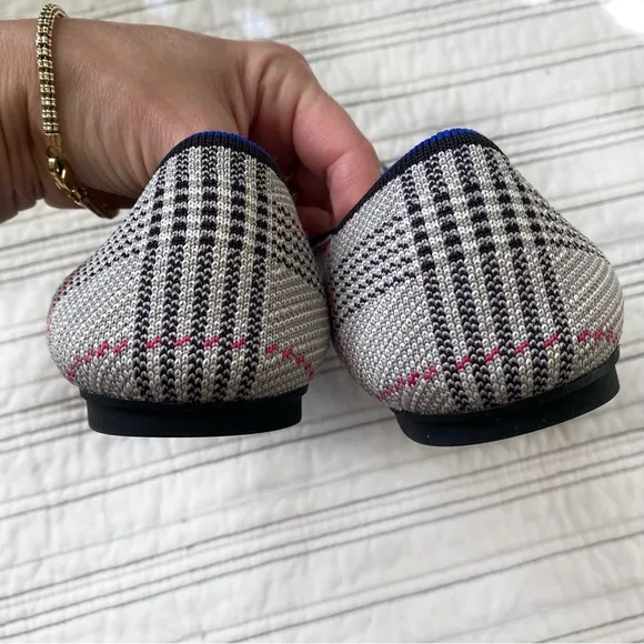 Rothy's Retired The Flat Grey Glen Plaid Round Toe Shoes size 10