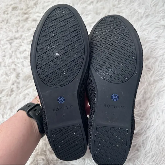 Rothy’s The Loafer Solid Black Honeycomb Size 7 Flat Shoes