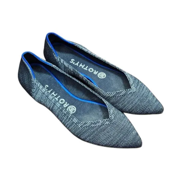 ROTHY'S The Point $145 Granite Heather Flats -RETIRED- Women's Size 8.5 W