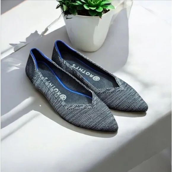 ROTHY'S The Point $145 Granite Heather Flats -RETIRED- Women's Size 8.5 W