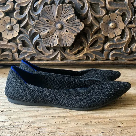 Rothy's The Point Honeycomb Textured Washable Slip On Ballet Flat Black 8 / 38.5