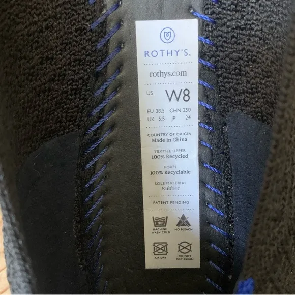 Rothy's The Point Honeycomb Textured Washable Slip On Ballet Flat Black 8 / 38.5