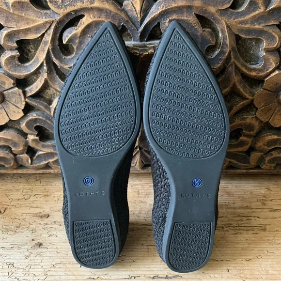 Rothy's The Point Honeycomb Textured Washable Slip On Ballet Flat Black 8 / 38.5