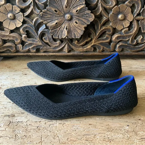 Rothy's The Point Honeycomb Textured Washable Slip On Ballet Flat Black 8 / 38.5