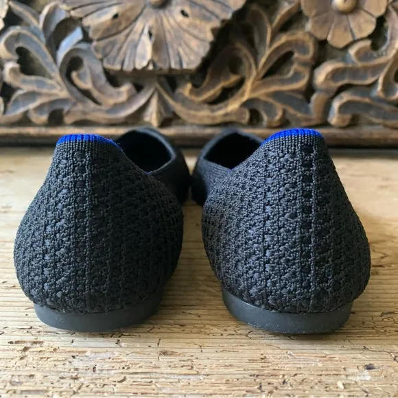 Rothy's The Point Honeycomb Textured Washable Slip On Ballet Flat Black 8 / 38.5