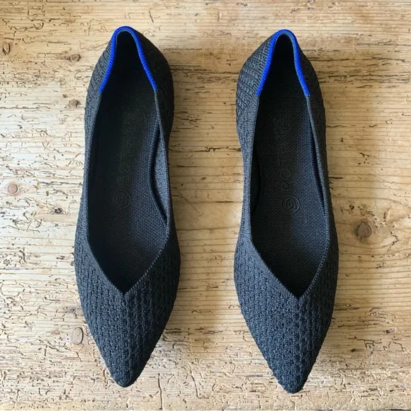 Rothy's The Point Honeycomb Textured Washable Slip On Ballet Flat Black 8 / 38.5