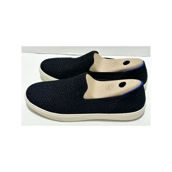 Rothy’s The Sneaker Honeycomb Knit Textured Slip On Shoes Flat Black Womens 11.5