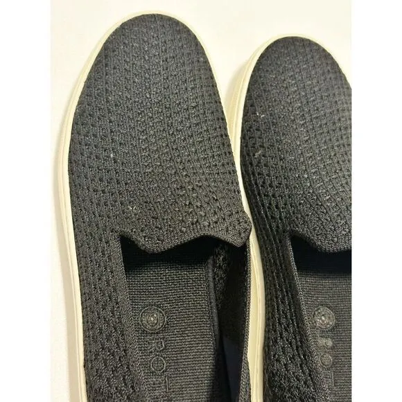 Rothy’s The Sneaker Honeycomb Knit Textured Slip On Shoes Flat Black Womens 11.5