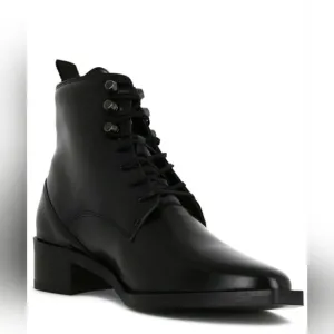 ROYAL REPUBLIQ ELITE SQUARE MIDCUT BLACK Boots Womans Sz 37 shiny Polido leather