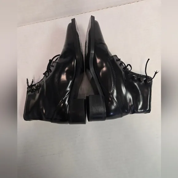 ROYAL REPUBLIQ ELITE SQUARE MIDCUT BLACK Boots Womans Sz 37 shiny Polido leather